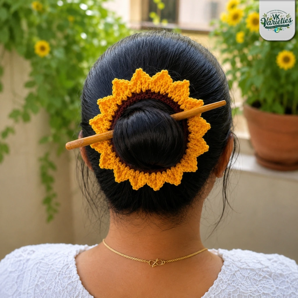 Handmade Crochet Decorative Hair Accessory with Wooden Stick Pin.webp