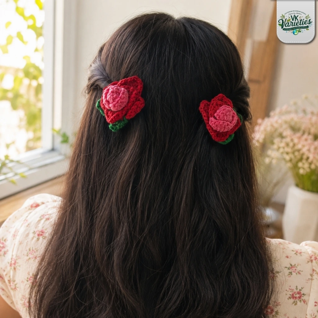 BloomClip Crochet Rose Hair Clips – Multi-Use Floral & Aesthetic Handmade Accessories.webp