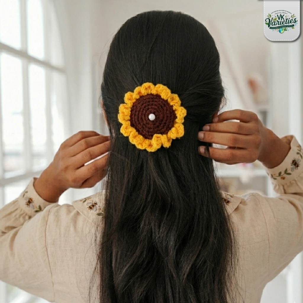 BloomClip Crochet Sunflower Hair Clips – Multi-Use Floral & Aesthetic Handmade Accessories.webp
