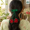 BloomTie Crochet Rose Hair Tie – Multi-Use Floral & Aesthetic Handmade Accessories.webp