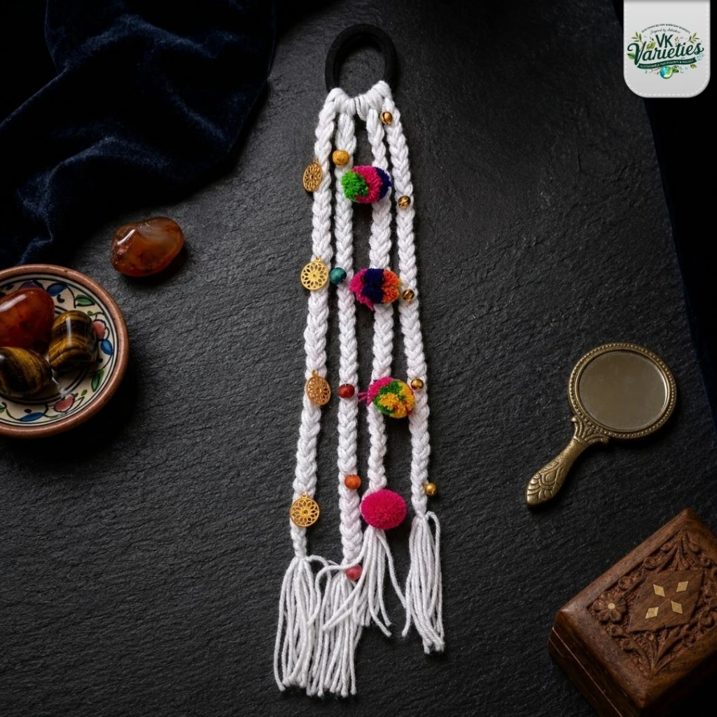 Vk Varieties Boho Style Braided Hair Tie white.webp