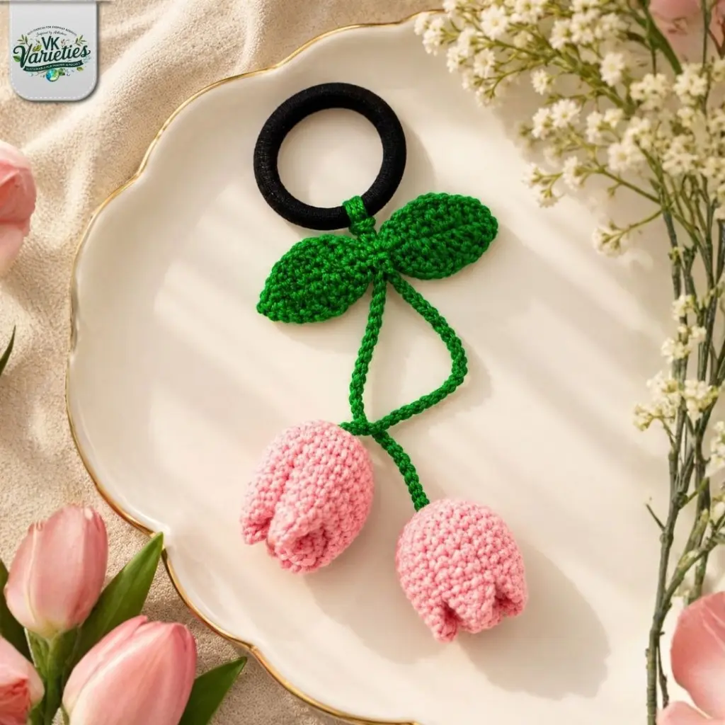 BloomTie Crochet Tulip Hair Tie – Aesthetic Handmade Accessories.webp