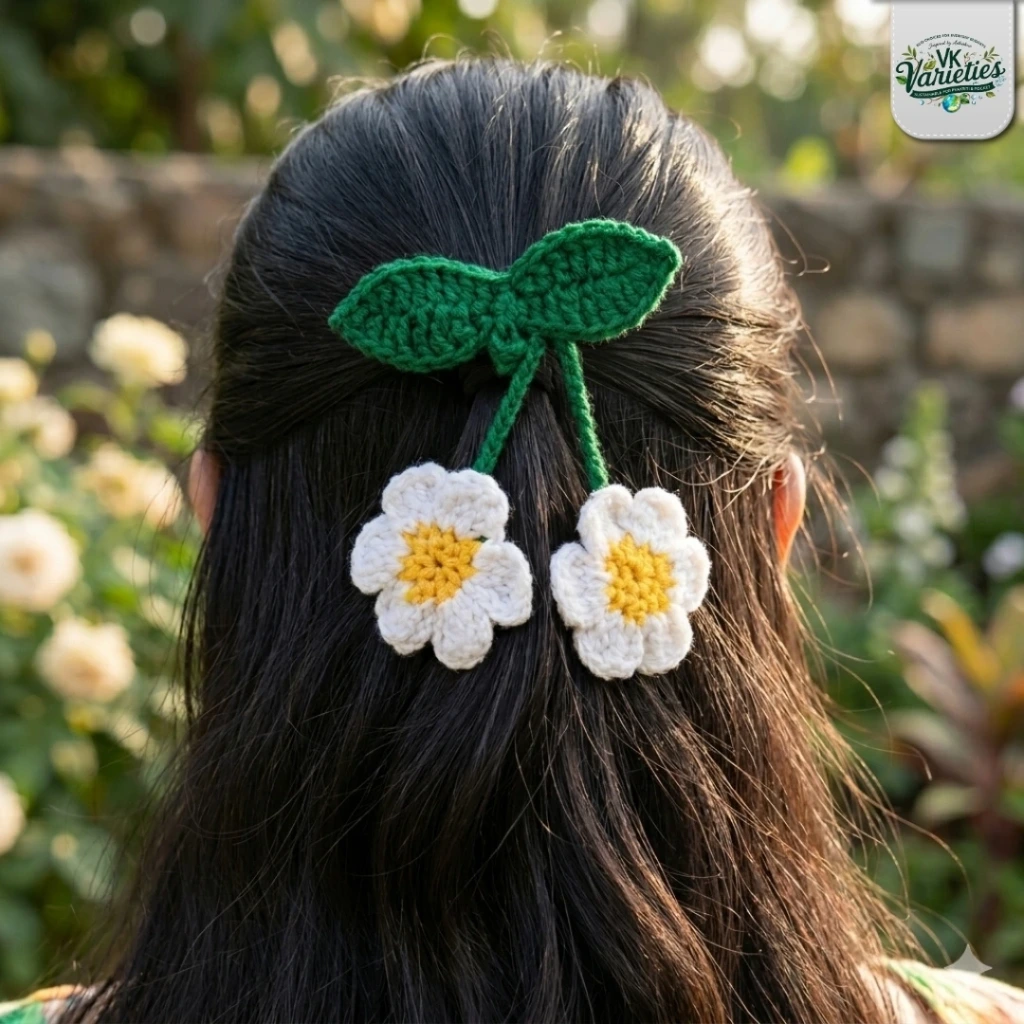 BloomTie Crochet Hair Band – Handmade Aesthetic Hair Tie for Girls & Women