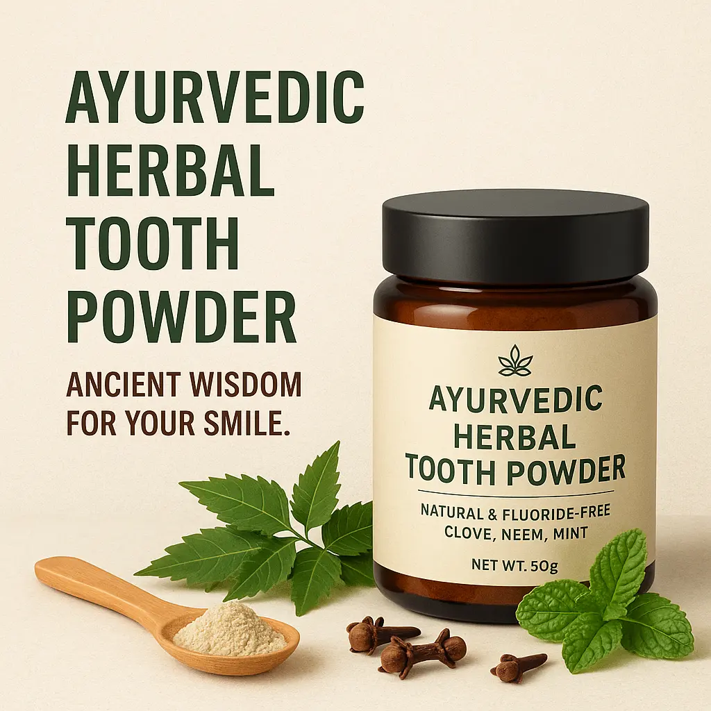 Ayurvedic Herbal Tooth Powder | Natural & Fluoride-Free | Clove, Neem, Mint | Gum Care, Teeth Whitening & Bad Breath Control