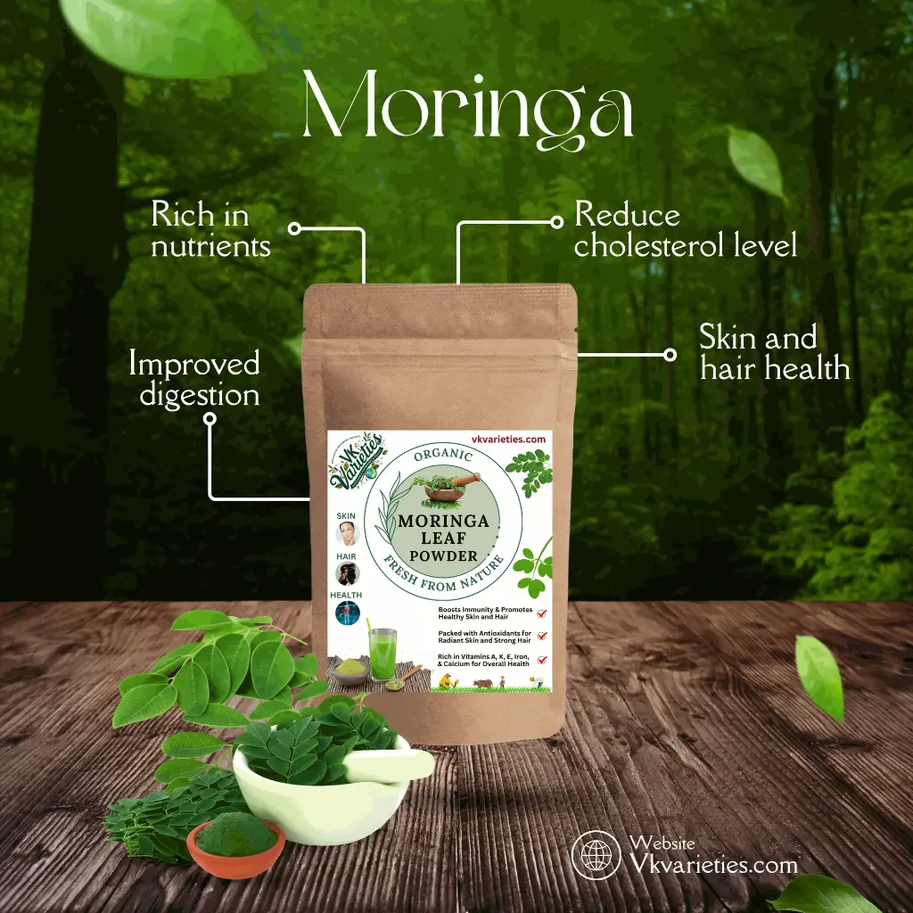 Moringa Leaf Powder Organic | Superfood for Energy, Immunity, and Detox | Skin, Hair, and Health Booster | Eco-Friendly Packaging (60g)