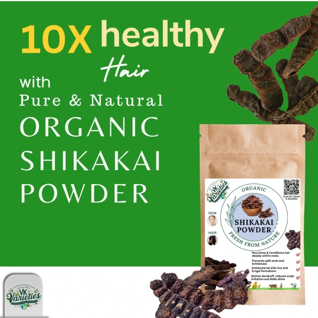  Pure Shikakai Powder – Natural Ayurvedic Hair Cleanser for Growth, Shine & Scalp Health | Chemical-Free Herbal Hair Wash Powder
