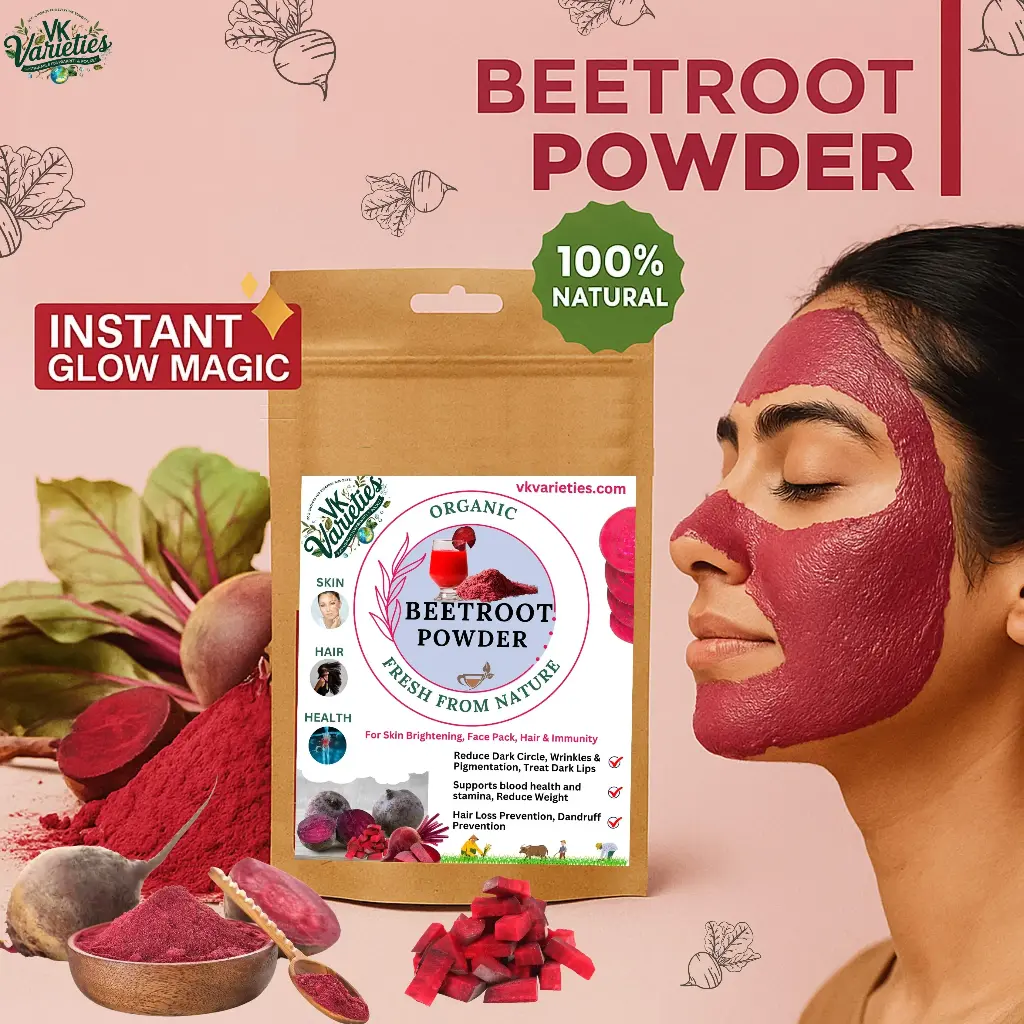 Organic Beetroot Powder – Natural Nitrate-Rich Superfood | Cold-Processed | Boosts Energy, Supports Skin, Hair & Heart Health | Vegan, Non-GMO, Gluten-Free (60g)