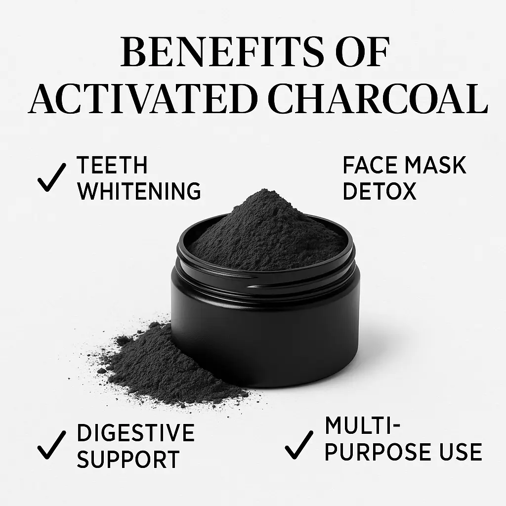 Activated Charcoal Powder | Food Grade | Teeth Whitening, Face Mask, Skin Detox, Hair Cleanser | Chemical-Free | Multi-Purpose (60g)
