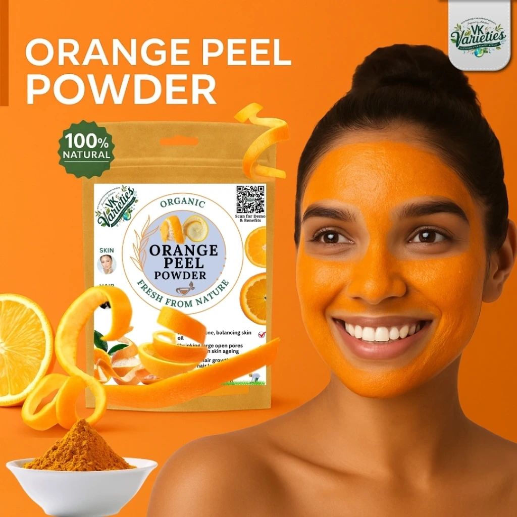 Orange Peel Powder for Glowing Skin – Natural Exfoliator, Tan Removal & Acne Control – Rich in Vitamin C (60g)