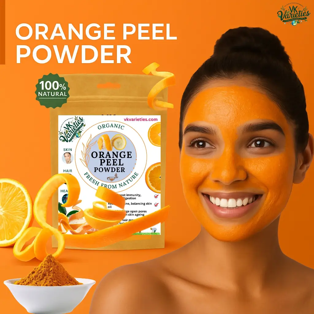Orange Peel Powder for Glowing Skin – Natural Exfoliator, Tan Removal & Acne Control – Rich in Vitamin C