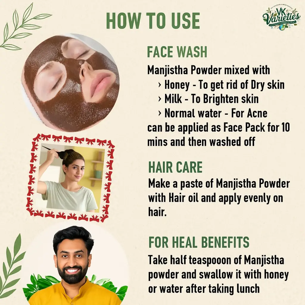 Premium Ayurvedic Manjistha Root Powder | Majith Organic, Indian Madder for Eating, Skin whitening, Face & Hair |  Skin Detox & Blood Purifier