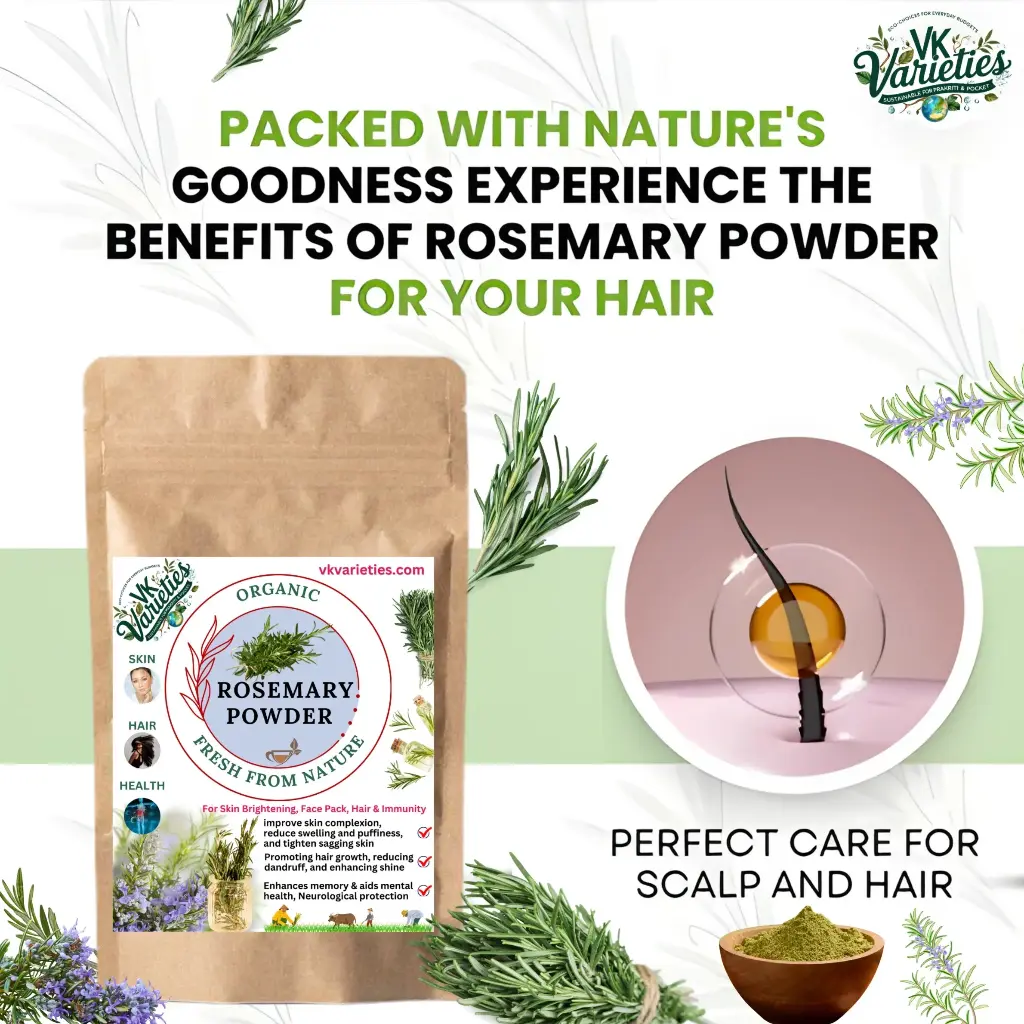 Premium Rosemary Powder | 100% Pure & Natural | Hair Growth & Skin Refreshment (60g)
