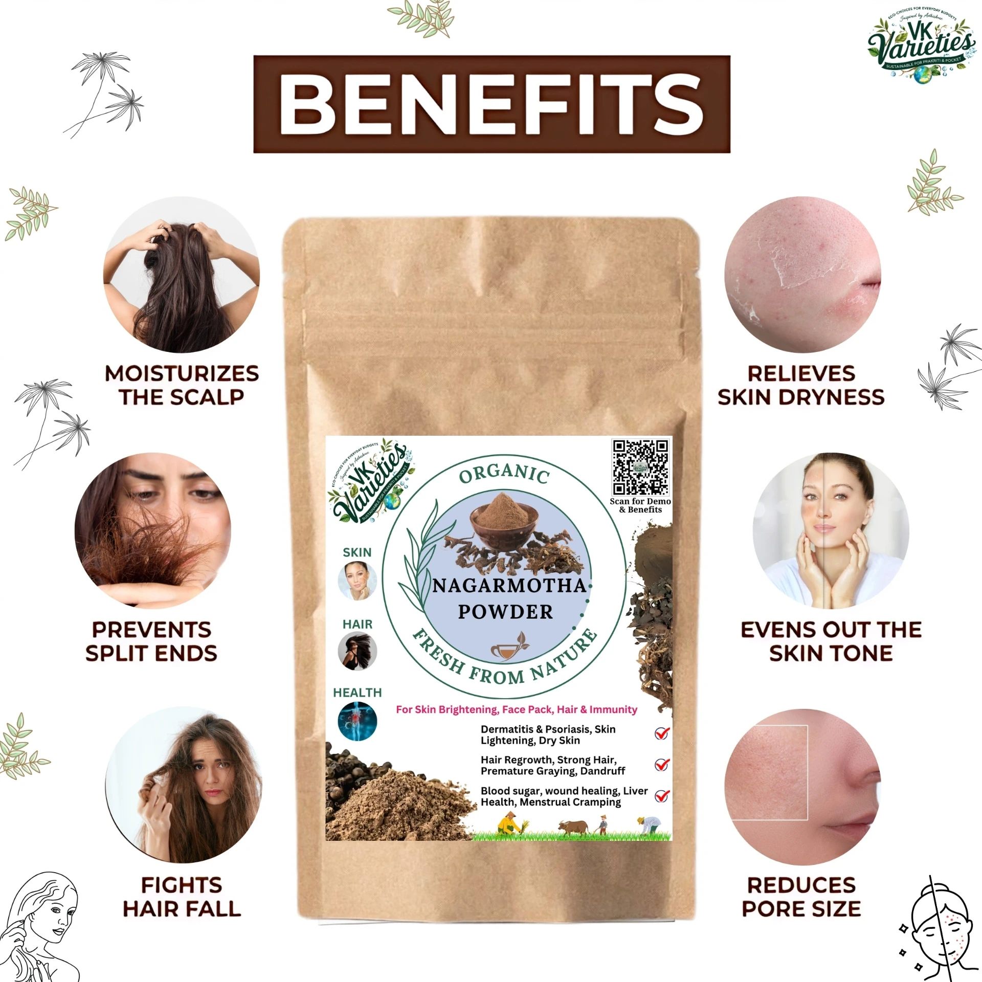 Pure Nagarmotha Powder | Ayurvedic Skin Purifier & Hair Care Herb | 100% Natural (60g)
