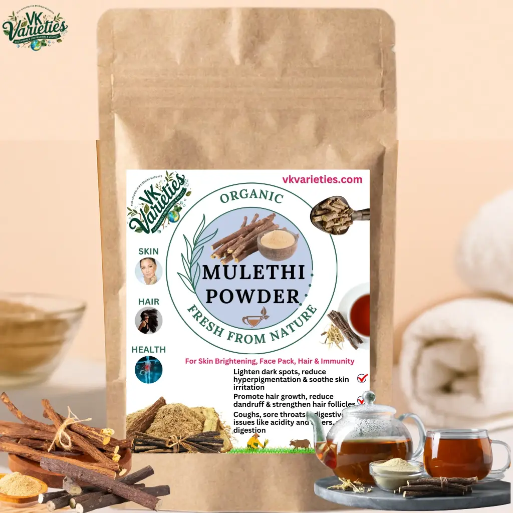 Pure Mulethi Powder | 100% Natural Licorice Root | Ayurvedic Skin Brightener & Hair Conditioner (60g)