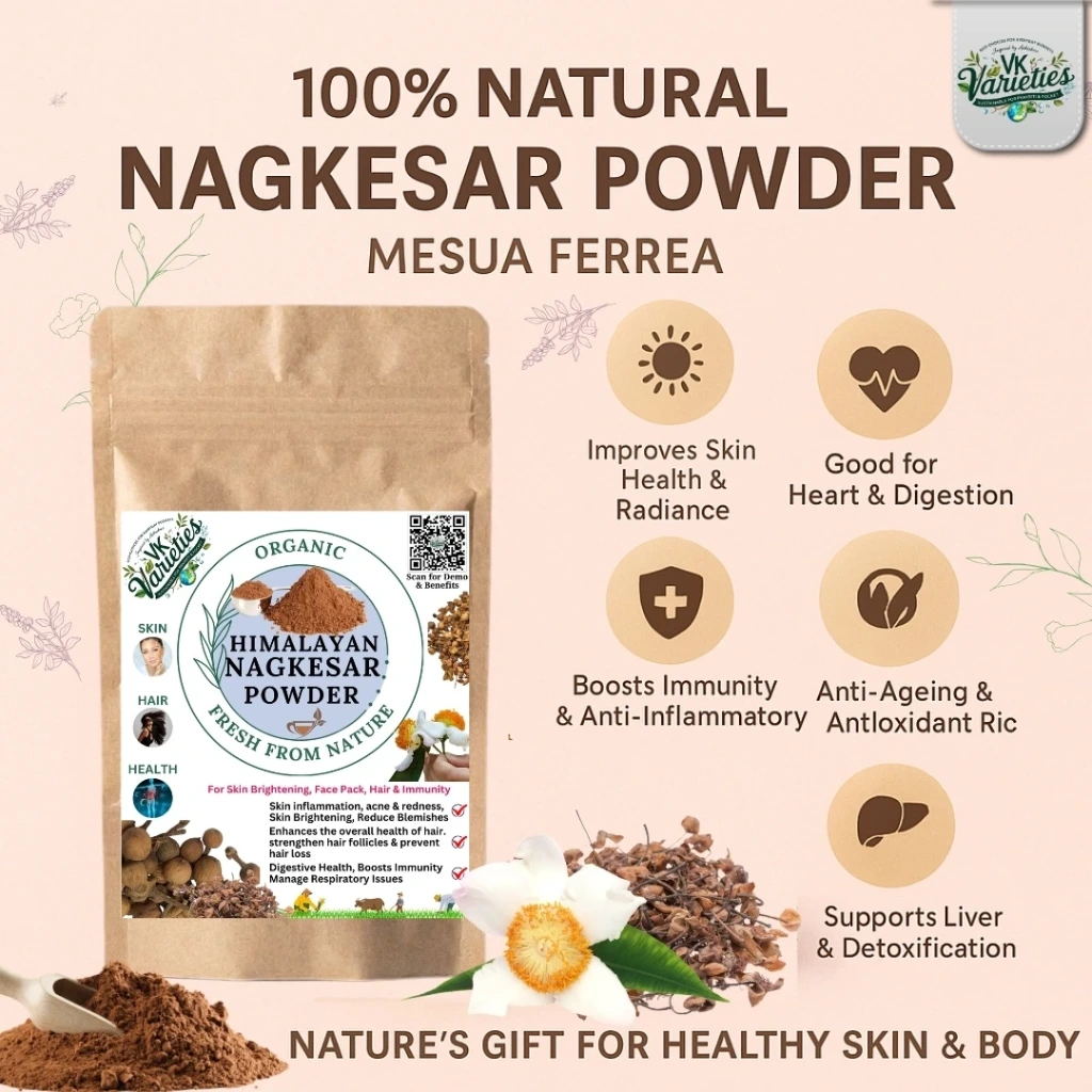 Himalayan Jadibutti Pure Nagkesar Powder | 100% Natural & Ayurvedic | Skin Brightener & Natural Astringent (60g)