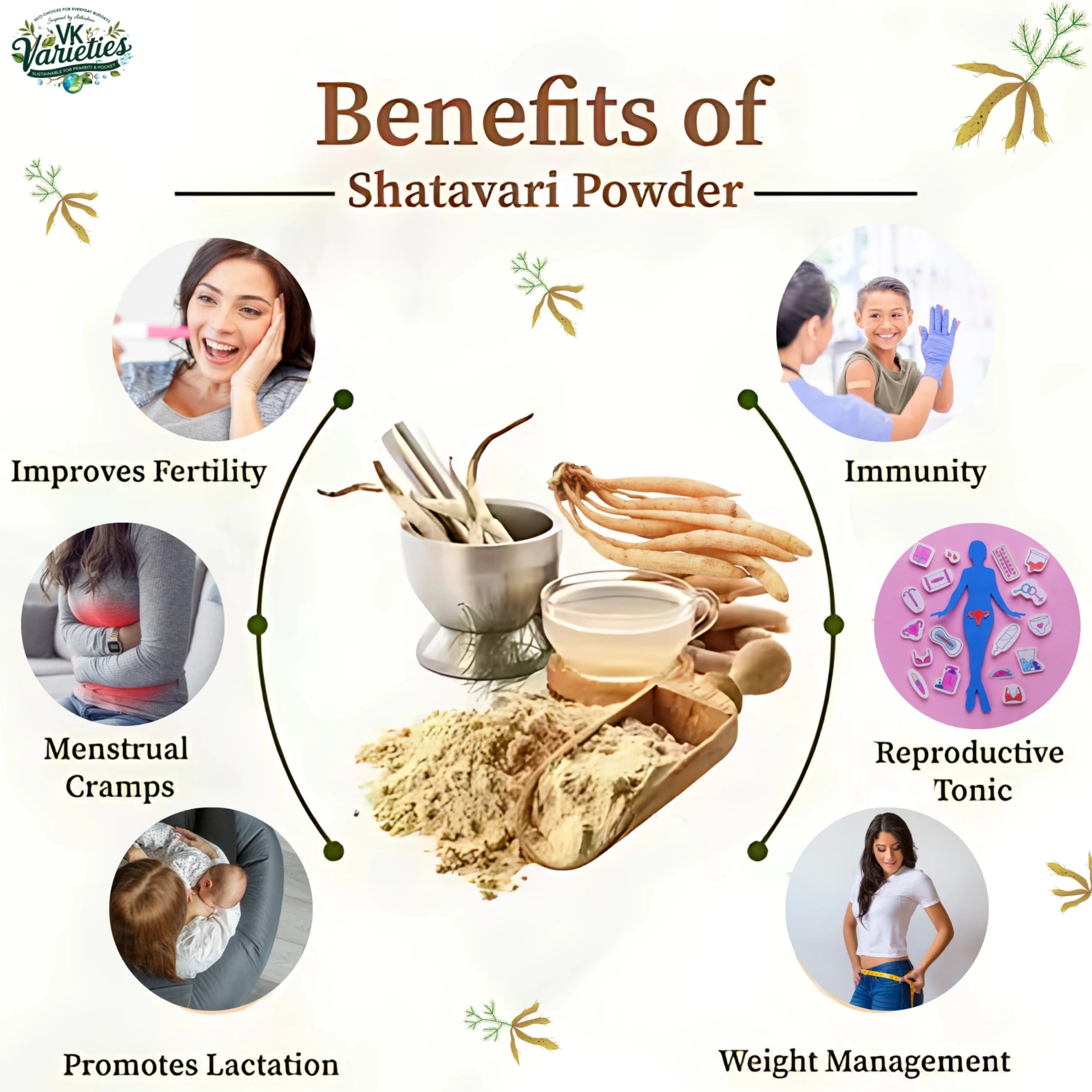 Pure Shatavari Powder | 100% Natural Women's Wellness Herb | Hormonal Balance & Skin Hydration (60g)
