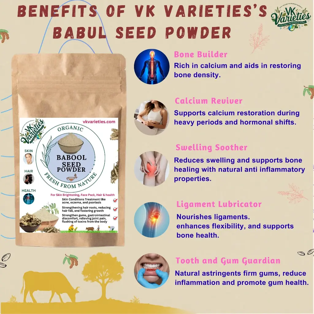 Pure Baval Beej Powder | 100% Natural Babool Seed Powder | Ayurvedic Gum & Skin Care Herb (60g)