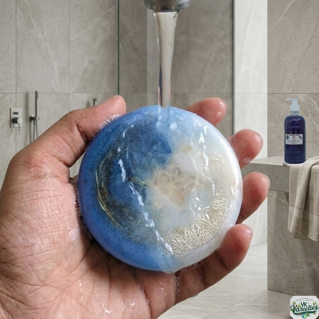 2-in-1 Moroccan Nila Blue Clay Loofah Soap – Exfoliating Glow & Tan Removal Bath Bar