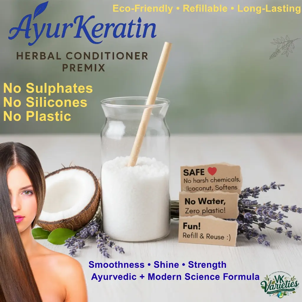 AyurKeratin Herbal Conditioner Premix | Smoothness, Shine & Strength in One Mix | Herbal + Modern Science Formula | Eco-Friendly, Long-Lasting